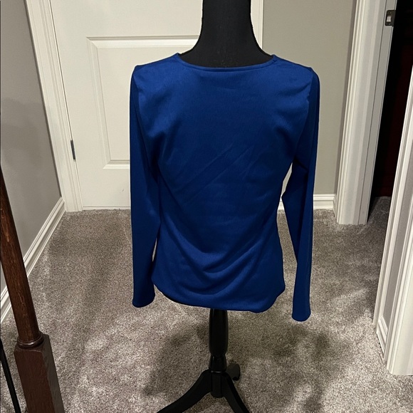 Peace Love World Deep Blue Twist Blouse - Picture 6 of 8